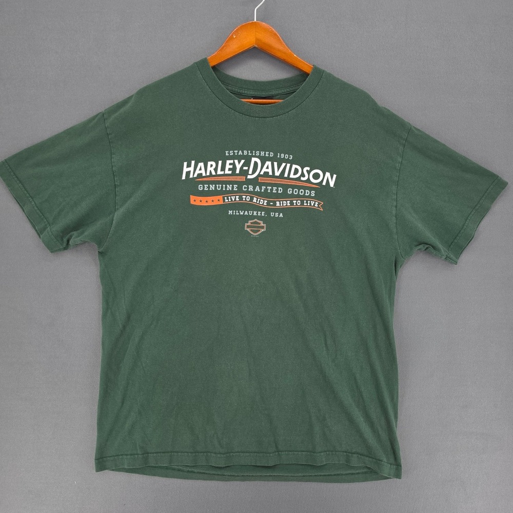 Harley-Davidson Tampa Florida Graphic T-Shirt Mens Large Green Bravado Tee